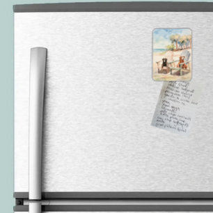 Hundar i Adirondack-stolarna Pastel Beach Scene Magnet