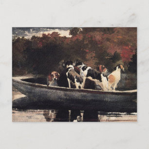 Hundar i en Boat by Winslow Homer Vykort