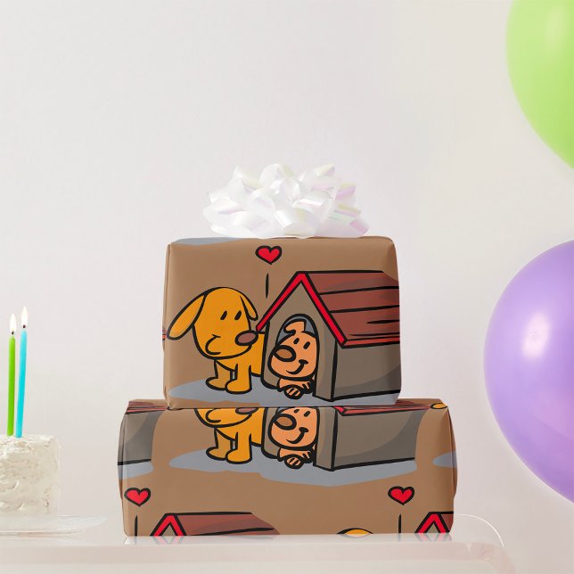 Hundar i ett Hund-hus som sveper Papper Presentpapper (Skapare uppladdad)