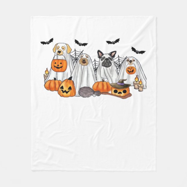 Hundar i Ghost Costumes Halloween Classic T-Shirt Fleecefilt (Framsidan)