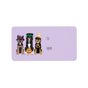 Hundar i Halloween Costumes Adressetikett
