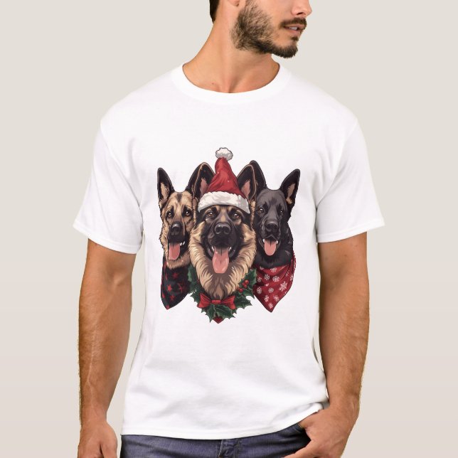 Hundar i julschepherd t shirt (Framsida)