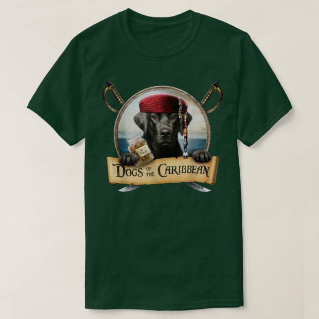 Hundar i Karibien - Cute Black Labrador Pirat T Shirt (Design framsida)