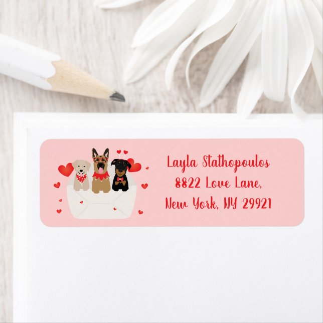 Hundar i kuvert Kärlek Returadress Etikett (Insitu)