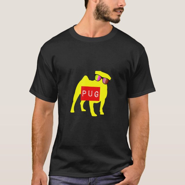 Hundar i retro solglasögon Pug T Shirt (Framsida)
