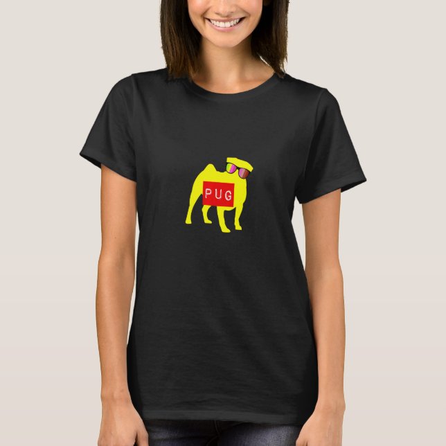 Hundar i retro solglasögon Pug T Shirt (Framsida)