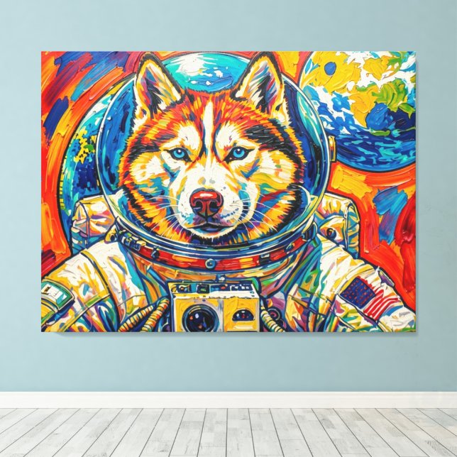HUNDAR I RYMDEN-HUSKY 3 CANVASTRYCK (Insitu (trägolv))