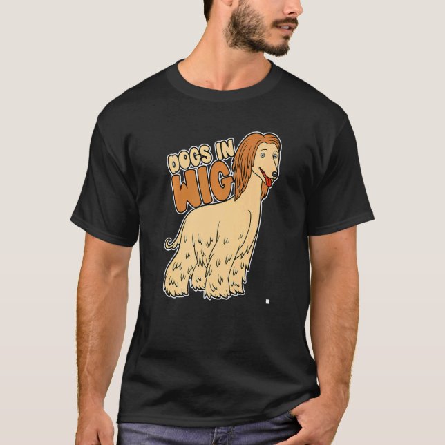 Hundar i Wig Fake Hair T Shirt (Framsida)