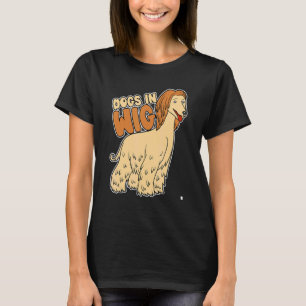 Hundar i Wig Fake Hair T Shirt