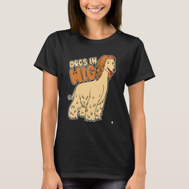 Hundar i Wig Fake Hair T Shirt (Framsida)