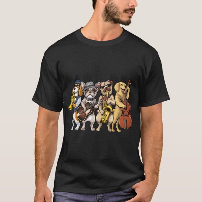 Hundar Jazzmusiker T Shirt (Framsida)