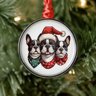 Hundar, Jul Boston Terrier Julgransprydnad Metall
