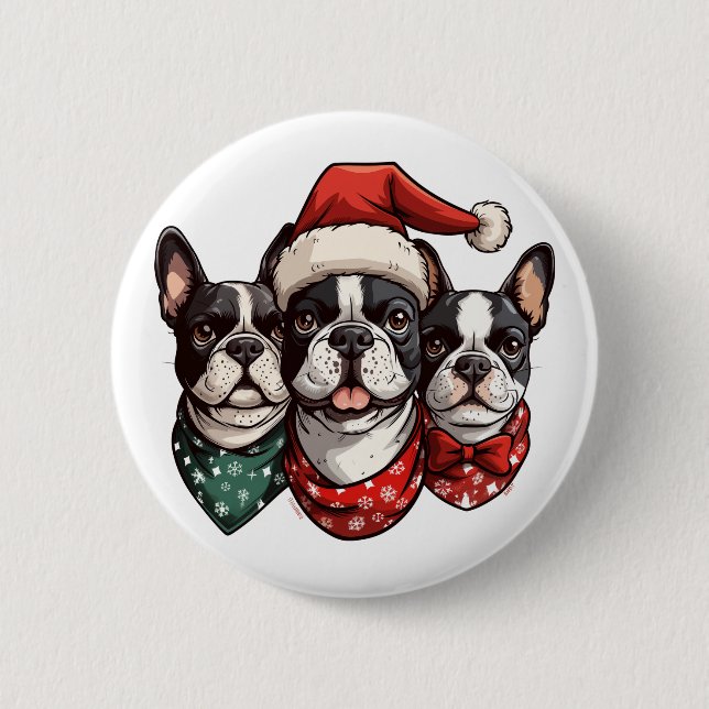 Hundar, Jul Boston Terrier Knapp (Framsida)