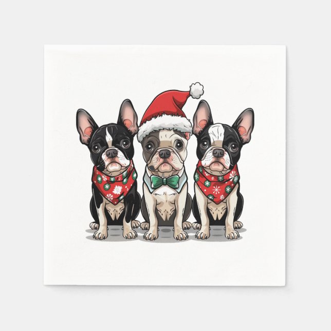 Hundar, Jul Boston Terrier Pappersservett (Framsidan)