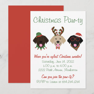 Hundar, julpawty Labrador Retriever Inbjudningar