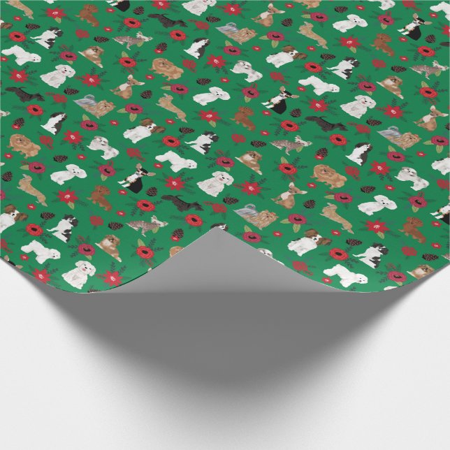 Hundar jultomten Poinsettia Gift Presentpapper (Hörn)
