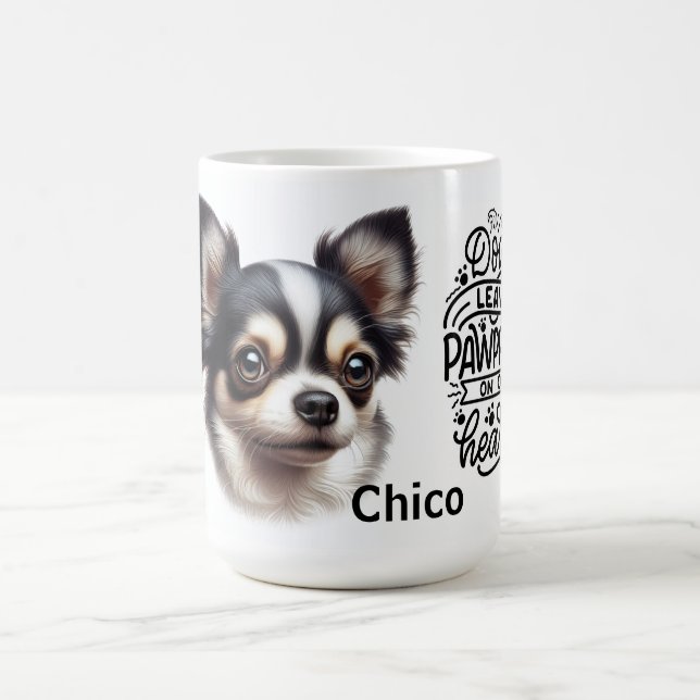 Hundar Lämna Tass avtryck på våra Hearts Chihuahua Kaffemugg (Center)