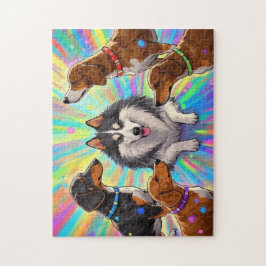 Hundar marionetter med regnbåge pussel