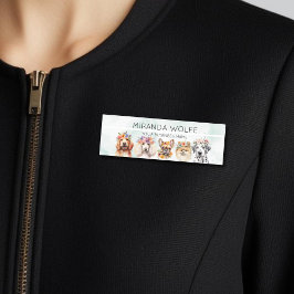 Hundar med blomman krona, vattenfärg namnbricka