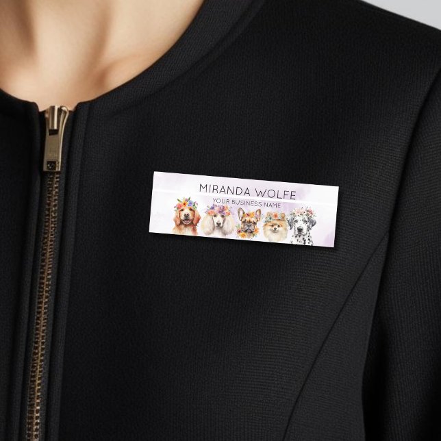 Hundar med blomman krona, vattenfärg namnbricka (Skapare uppladdad)