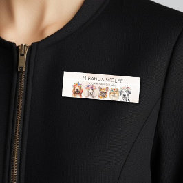 Hundar med blomman krona, vattenfärg namnbricka