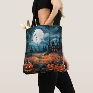 Hundar med hög månskål Halloween Tygkasse