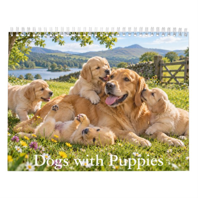Hundar med Valpar Scenisk Kalender (Omslag)