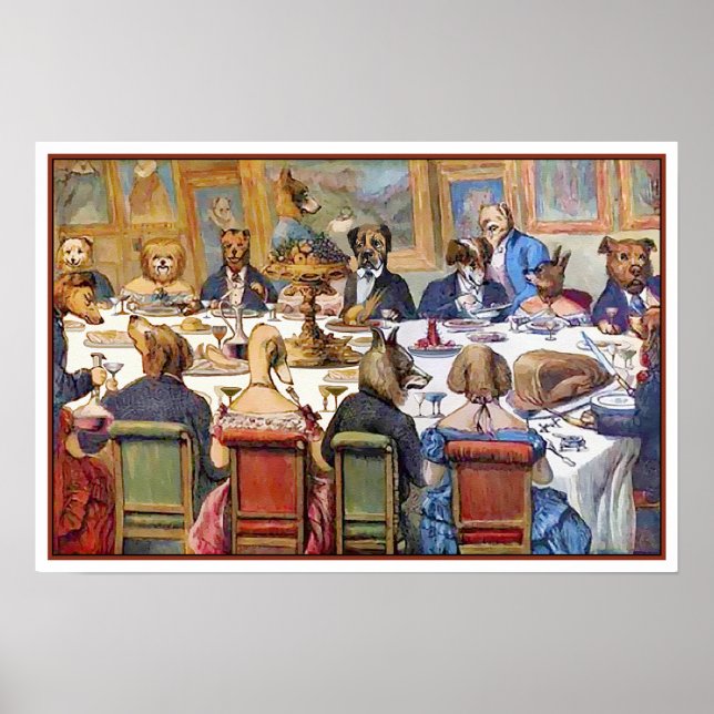 Hundar Middag Party - Artist Okänd Poster (Framsidan)