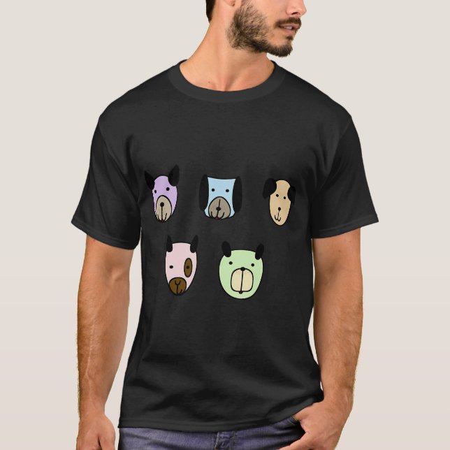 Hundar Mönster-Grön T Shirt (Framsida)