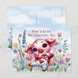 Hundar "n Kisses on Valentine Day Helgdag Postcard Helg Vykort