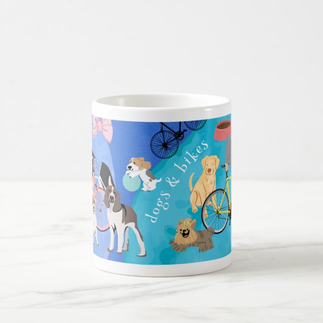 Hundar och Bikes Puppies Bicycles Kaffemugg (Center)