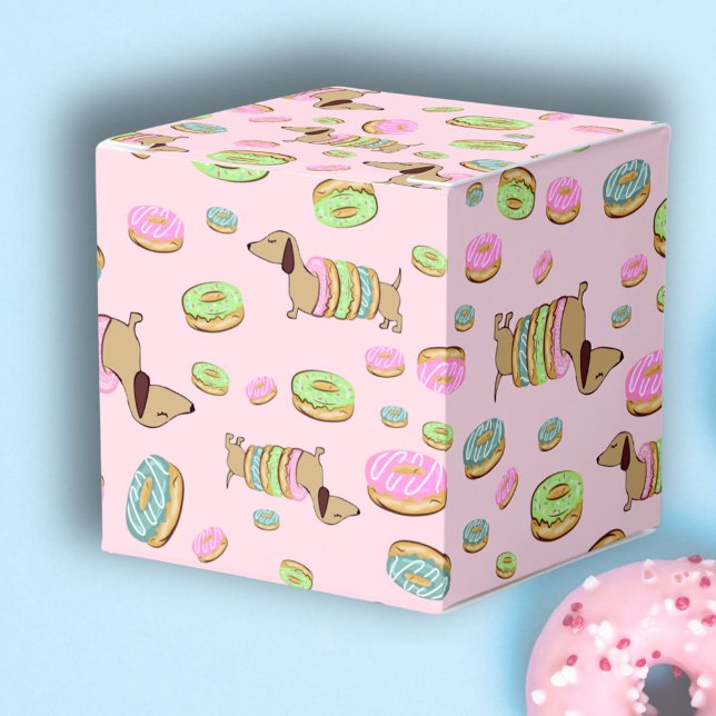 Hundar och Donuts Birthday Favor Boxes Dachshunds Presentaskar (Dachshunds & Donuts favor birthday box or baby shower)