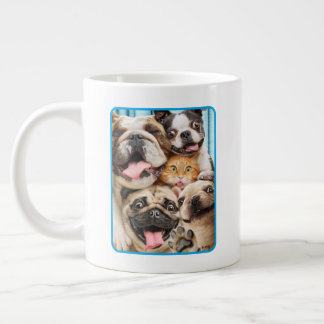 Hundar och ett Cat Group Photo Jumbo Mugg