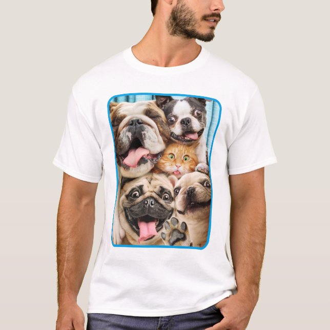 Hundar och ett Cat Group Photo T Shirt (Framsida)