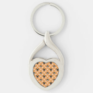 Hundar och Flowers Guld Twisted Heart Silverfärgad Nyckelring