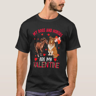 Hundar Och Hästar Är Min Alla Hjärtans Dag Sheltie T Shirt