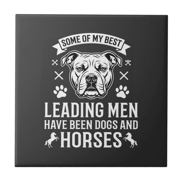 Hundar Och Hästar Ledande Män Kakelplatta (Framsidan)