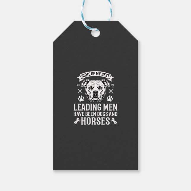 Hundar Och Hästar Ledande Män Presentetikett (Framsidan)