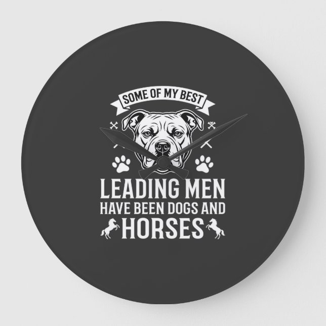 Hundar Och Hästar Ledande Män Stor Klocka (Framsida)