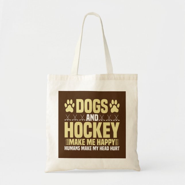 Hundar och Hockey gör mig Lycklig Tygkasse (Framsidan)