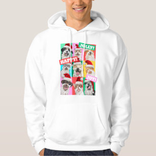 Hundar och katter med jultomte skägg hoodie