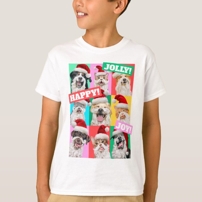 Hundar och katter med jultomte skägg t shirt (Framsida)