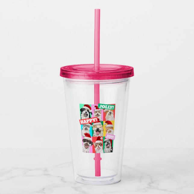 Hundar och katter med jultomte skägg take away mugg (Framsida)