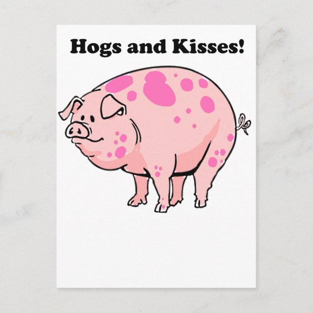 Hundar och Kisses Cute Gris Hog Tecknad Vykort (Framsida)