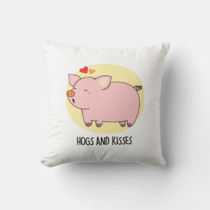 Hundar och Kisses Funny Hog Gris Pun Kudde