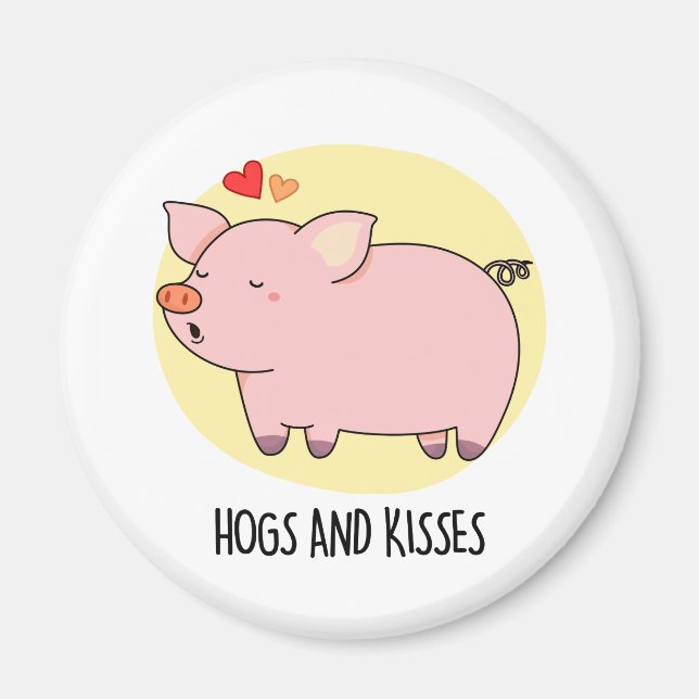 Hundar och Kisses Funny Hog Gris Pun Magnet (Framsidan)