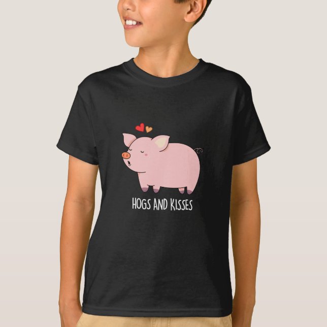 Hundar och Kisses Funny Hog Gris Pun Mörk BG T Shirt (Framsida)
