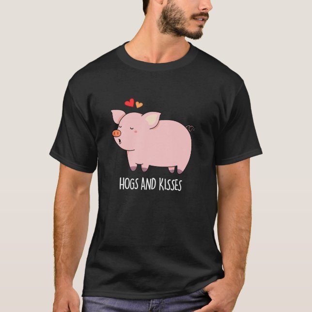 Hundar och Kisses Funny Hog Gris Pun Mörk BG T Shirt (Framsida)