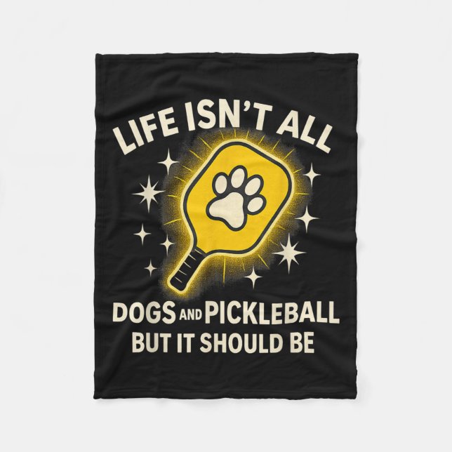 Hundar och Pickleball Paddle Funny Life Cute Quote Fleecefilt (Framsidan)