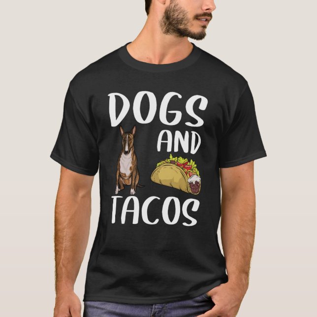 Hundar och Tacos Miniature Bull Terrier Mexican Fo T Shirt (Framsida)